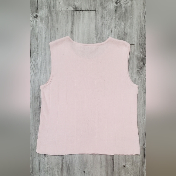 💚5/$25 Studio C Ramie & Cotton Pink Sleeveless Ribbed Knit Shell Top - Picture 5 of 6